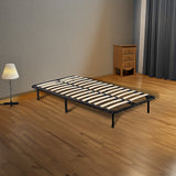 King single metal bed frame styled in bedroom — Allure Home Collections