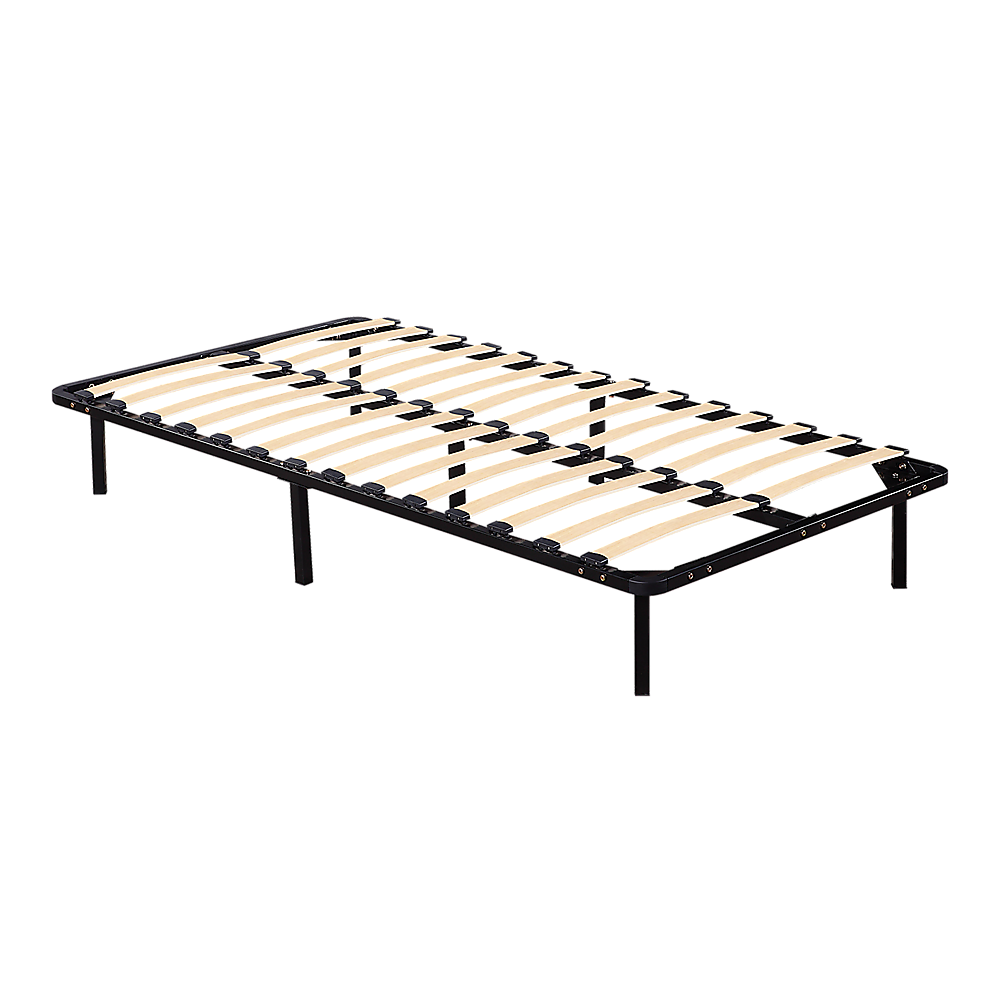 King single metal bed frame in black powder-coated steel — full view — Allure Home Collections