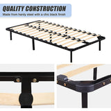 King single metal bed frame base and cross support detail — Allure Home Collections