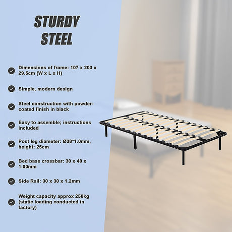 King single black steel bed frame in bedroom setting — Allure Home Collections