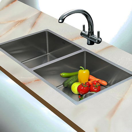 Handmade stainless steel kitchen sink 865x440mm