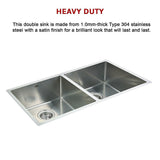 Handmade stainless steel kitchen sink 865x440mm