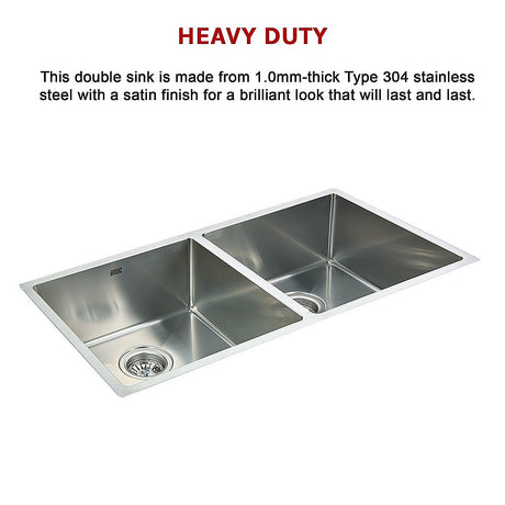 Handmade stainless steel kitchen sink 865x440mm