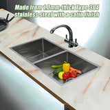 Handmade stainless steel kitchen sink 865x440mm
