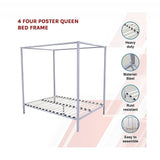 Elegant Four Poster Queen Bed Frame