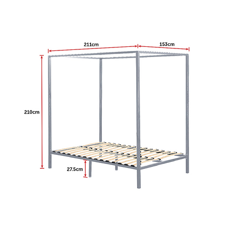 Elegant Four Poster Queen Bed Frame