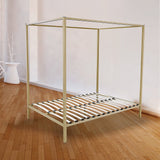 Allure four poster bed frame gold powder-coated frame close-up — Allure Home Collections