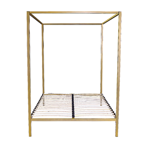 Henley gold four poster queen bed frame in powder coated steel