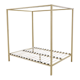 Allure gold four poster queen bed frame from foot end — Allure Home Collections