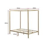Allure gold four poster queen bed frame assembly detail — Allure Home Collections