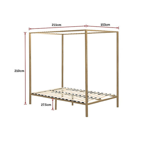 Allure gold four poster queen bed frame assembly detail — Allure Home Collections