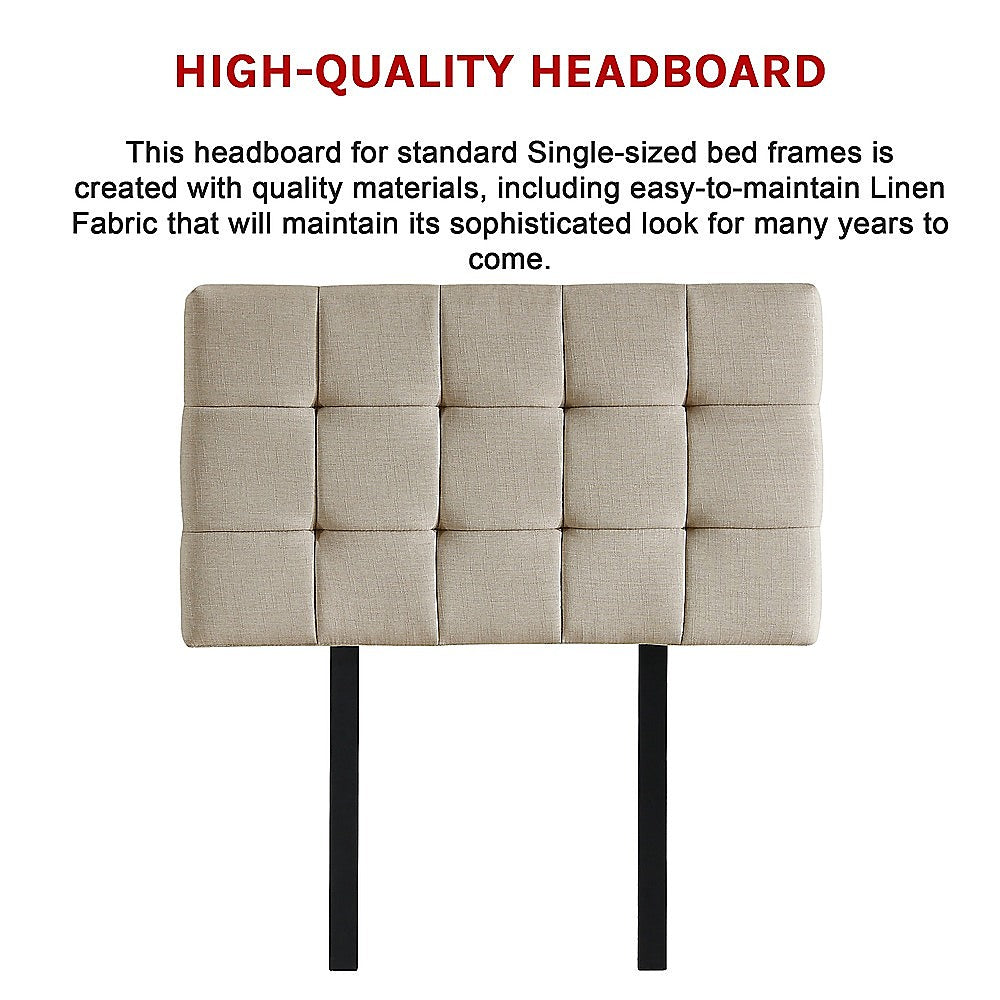 Tom Groggin Rectangular Bed Head, Beige Single