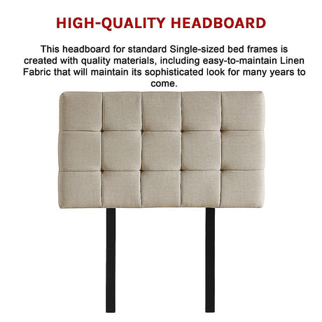 Tom Groggin Rectangular Bed Head, Beige Single