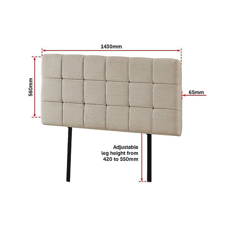 Tom Groggin Rectangular Bed Head, Beige Double