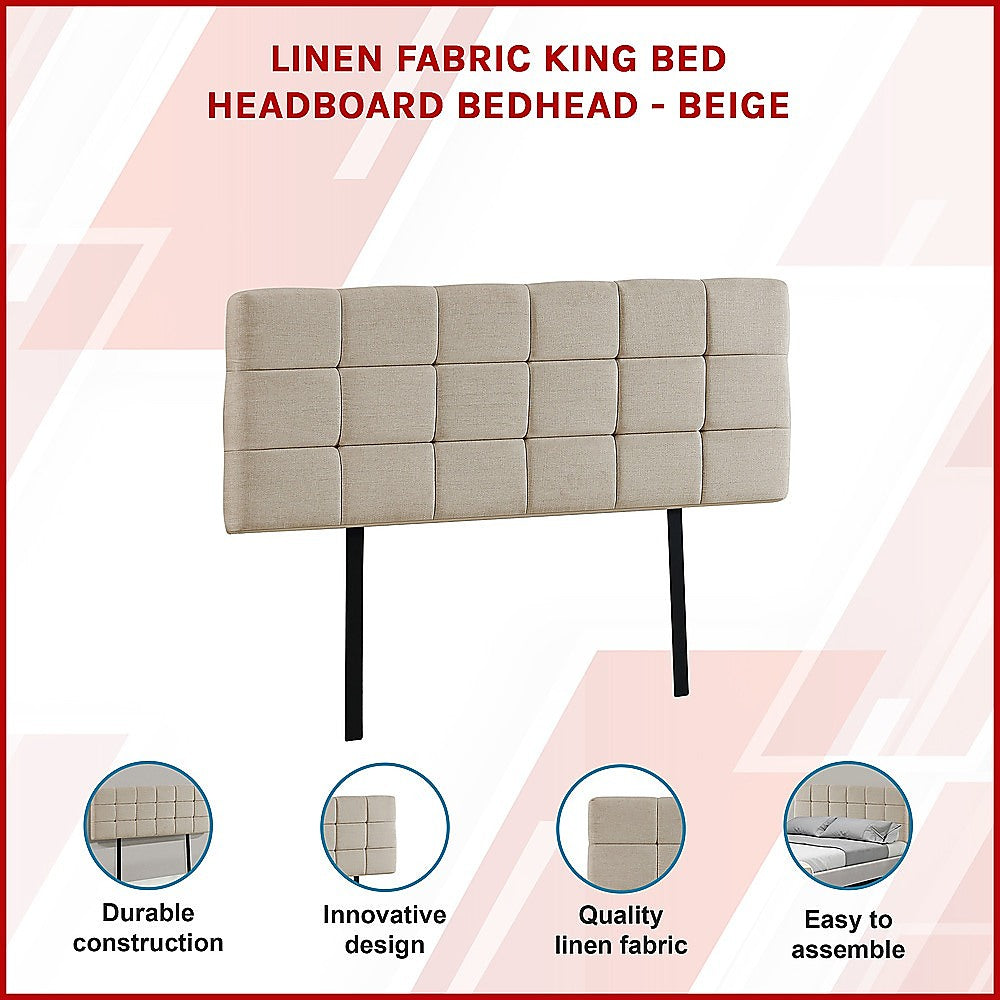 Tom Groggin Rectangular Bed Head, Beige King