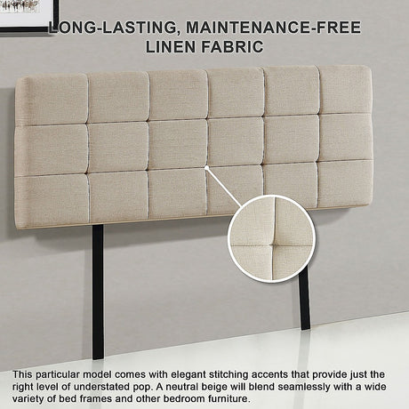 Tom Groggin Rectangular Bed Head, Beige King