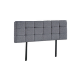 Billilingra grey linen bed head in a modern bedroom