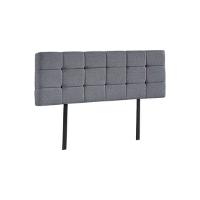 Billilingra grey linen bed head in a modern bedroom
