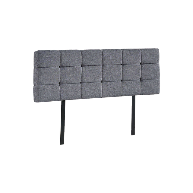 Billilingra grey linen bed head in a modern bedroom
