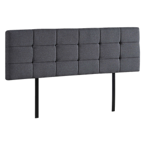 Billilingra grey linen bed head in a modern bedroom