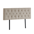 Billilingra beige linen bed head in a modern bedroom
