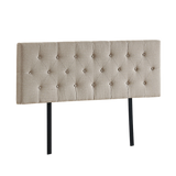 Billilingra beige linen bed head in a modern bedroom