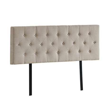 Billilingra beige linen bed head in a modern bedroom