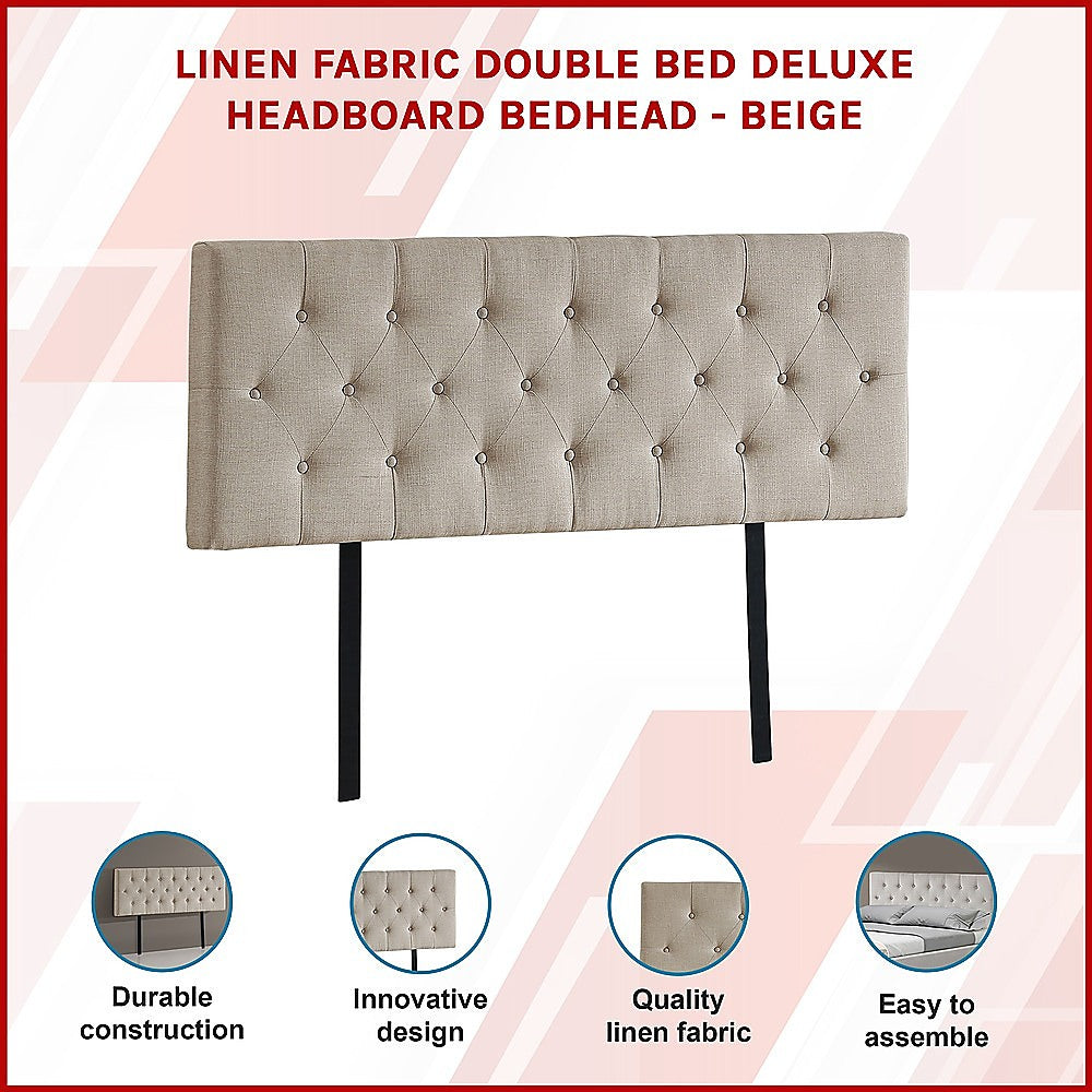 Billilingra Linen Bed Head, Beige Double