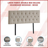 Billilingra Linen Bed Head, Beige Double