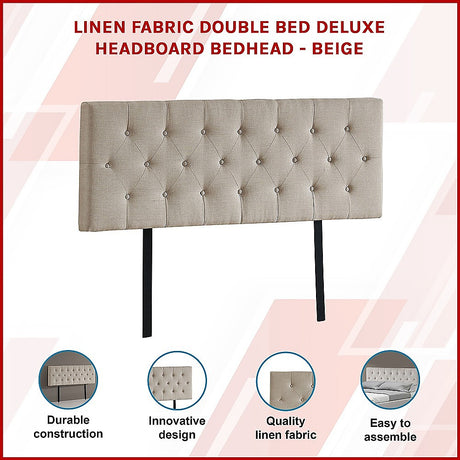 Billilingra Linen Bed Head, Beige Double
