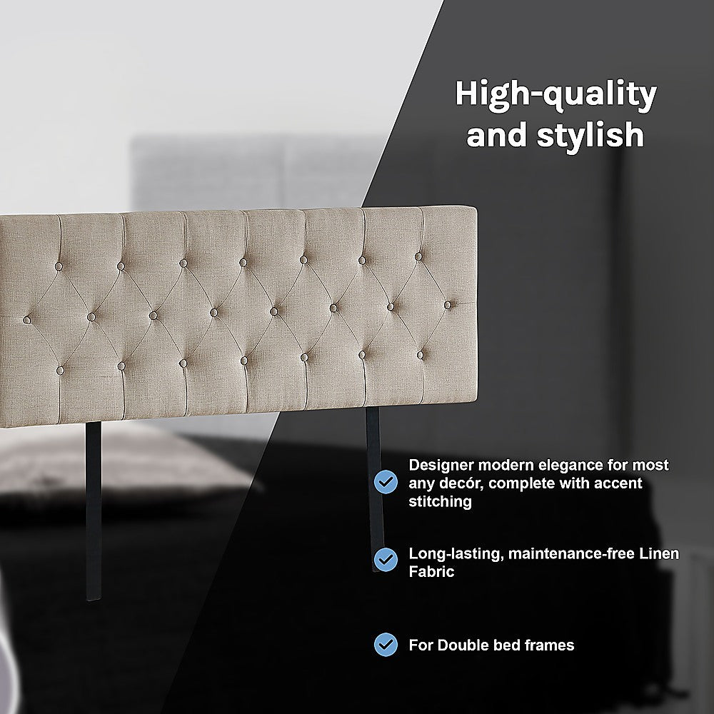 Billilingra Linen Bed Head, Beige Double