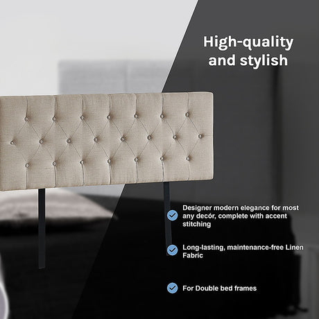 Billilingra Linen Bed Head, Beige Double