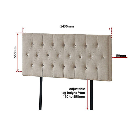 Billilingra Linen Bed Head, Beige Double