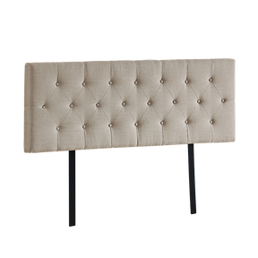 Billilingra beige linen bed head in a modern bedroom