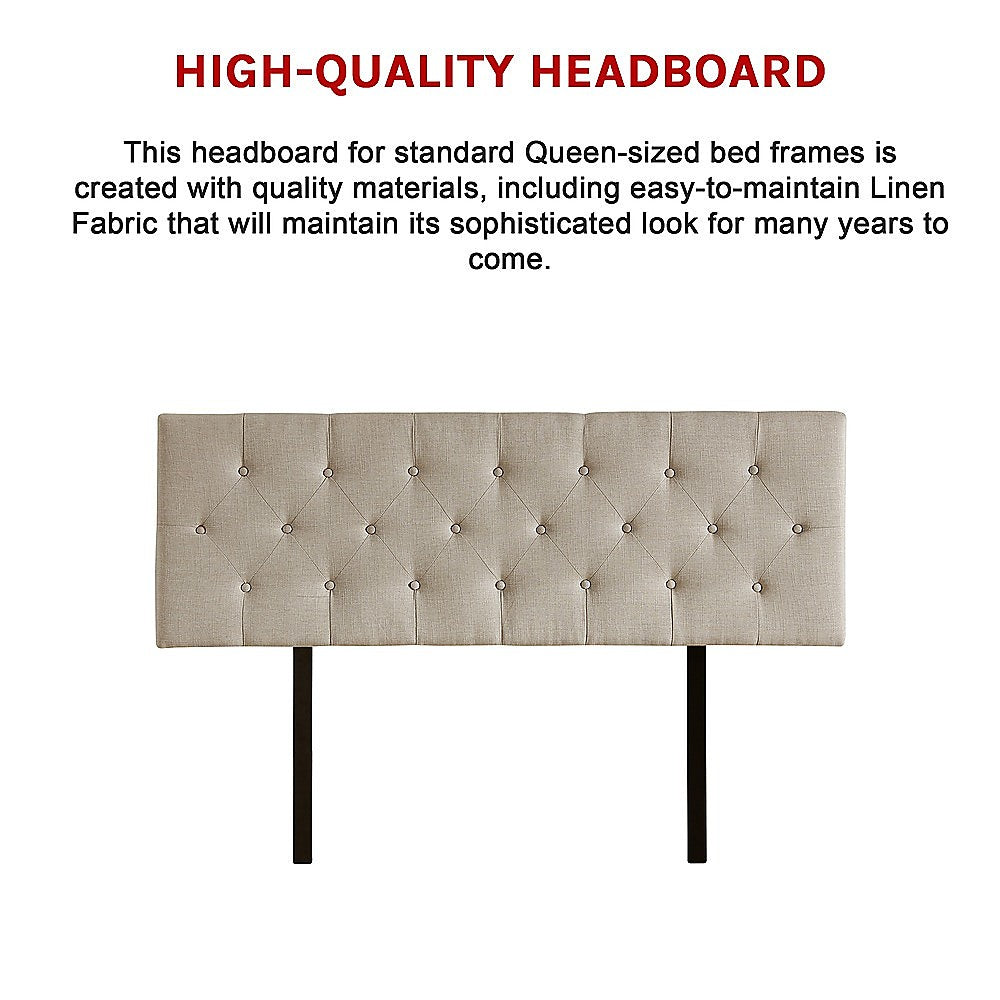 Billilingra Linen Bed Head, Beige Queen