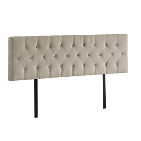Billilingra beige linen bed head in a modern bedroom