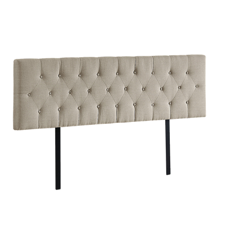 Billilingra beige linen bed head in a modern bedroom