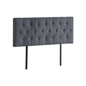 Billilingra grey linen bed head in a modern bedroom