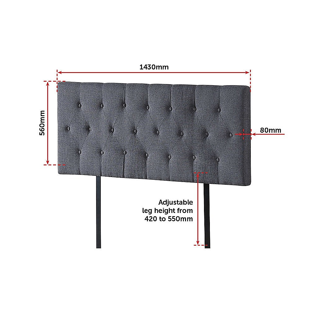 Billilingra Linen Bed Head, Grey Double