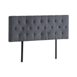 Billilingra grey linen bed head in a modern bedroom