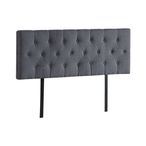 Billilingra grey linen bed head in a modern bedroom