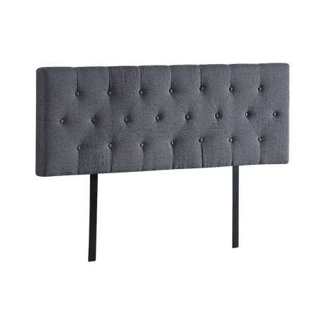 Billilingra grey linen bed head in a modern bedroom