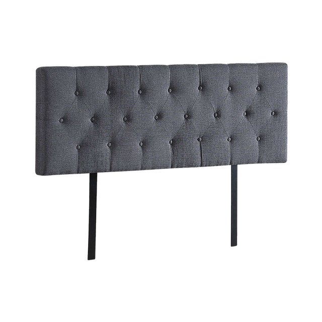 Billilingra grey linen bed head in a modern bedroom