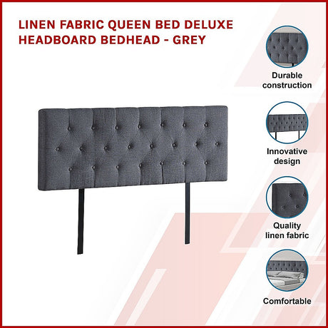 Billilingra Linen Bed Head, Grey Queen
