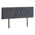 Billilingra grey linen bed head in a modern bedroom