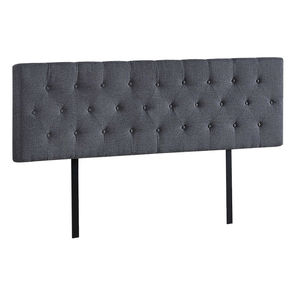 Billilingra grey linen bed head in a modern bedroom