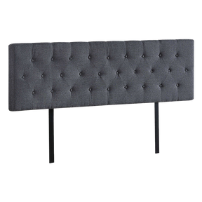 Billilingra grey linen bed head in a modern bedroom