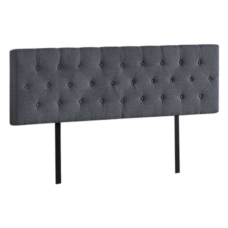 Billilingra grey linen bed head in a modern bedroom