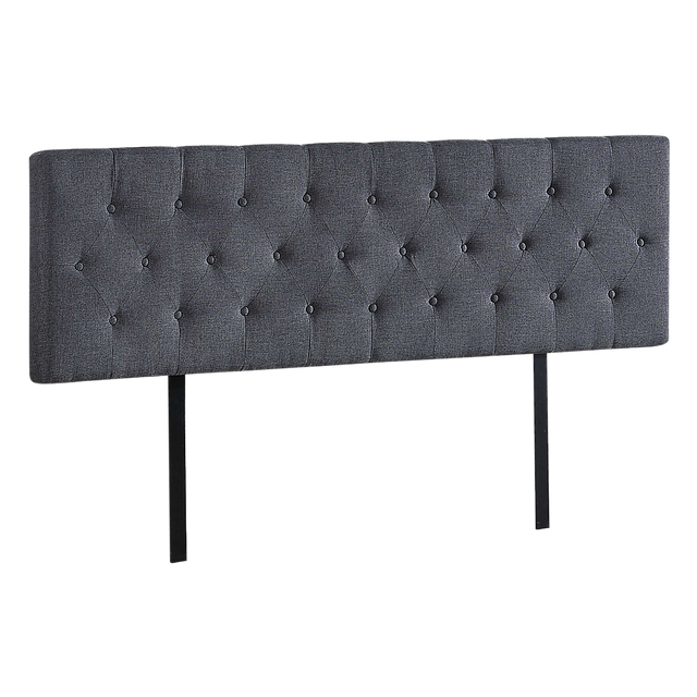 Billilingra grey linen bed head in a modern bedroom