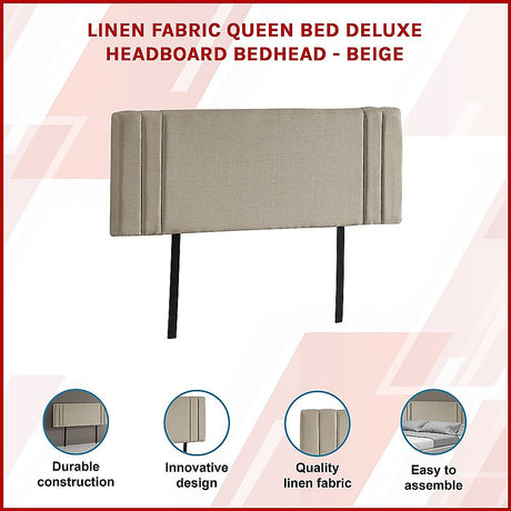 Billilingra Linen Bed Head, Beige Queen